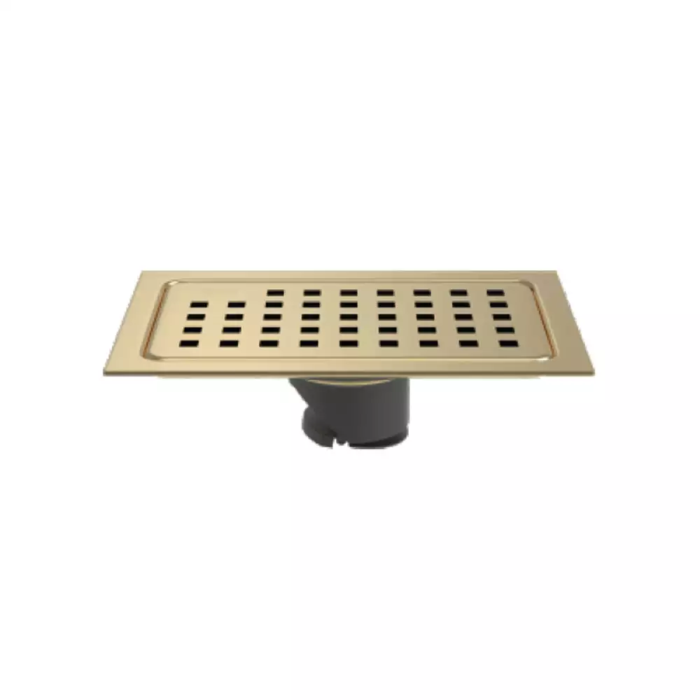 Hekken Stainless Steel Floor Drain, French Gold [150 mm x 100 mm] - (hek-Artix-SQ-French Gold)