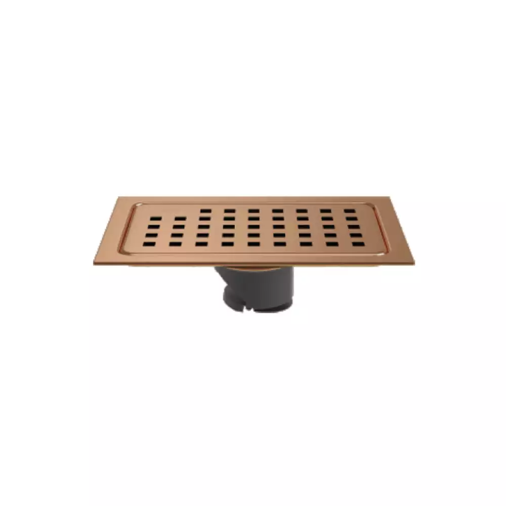 Hekken Stainless Steel Floor Drain, Rose Gold [150 mm x 100 mm] - (hek-Artix-SQ-Rose Gold)