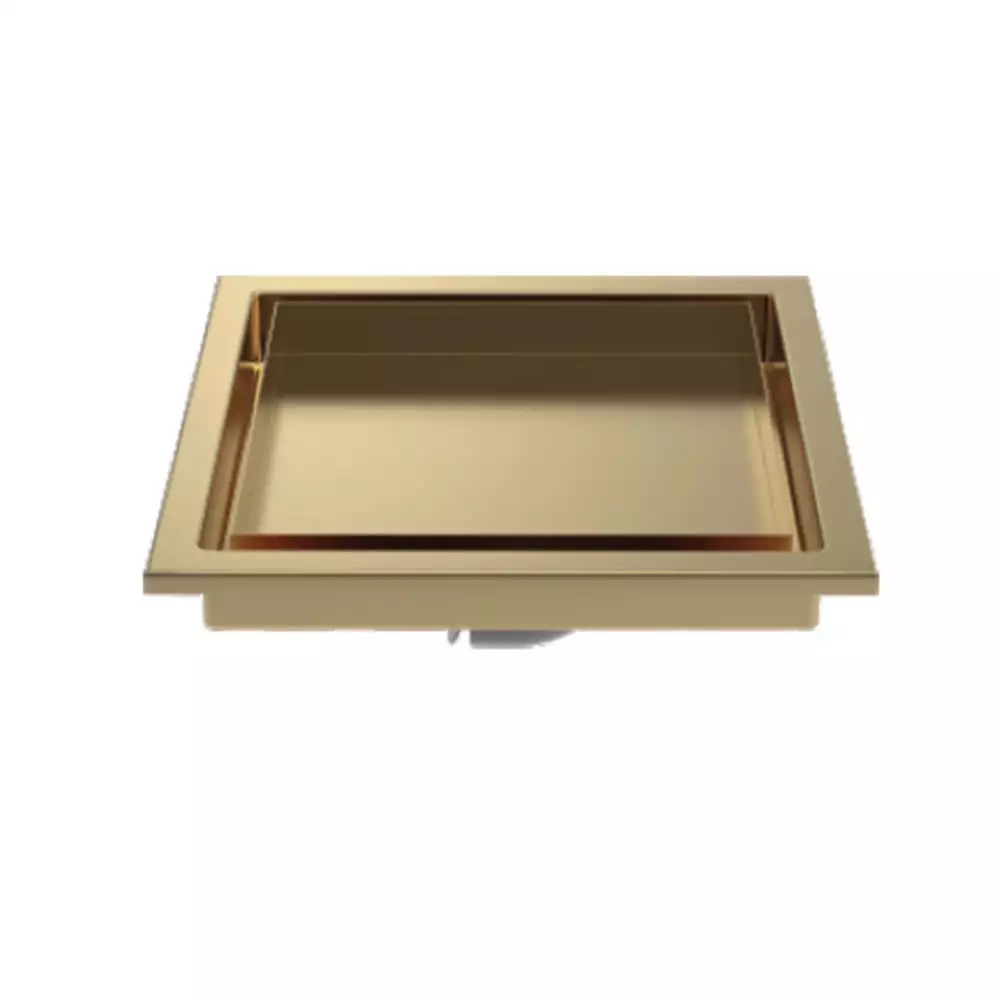 Hekken Stainless Steel Floor Drain, French Gold [150 mm x 150 mm] - (hek-Aster-MB-French Gold)