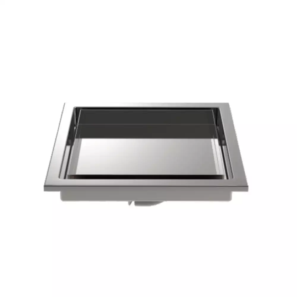 Hekken Stainless Steel Floor Drain, International Satin Finish [150 mm x 150 mm] - (hek-Aster-MB-Intl Satin Finish)