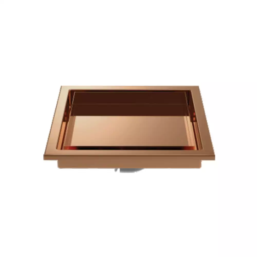 Hekken Stainless Steel Floor Drain, Rose Gold [150 mm x 150 mm] - (hek-Aster-MB-Rose Gold)