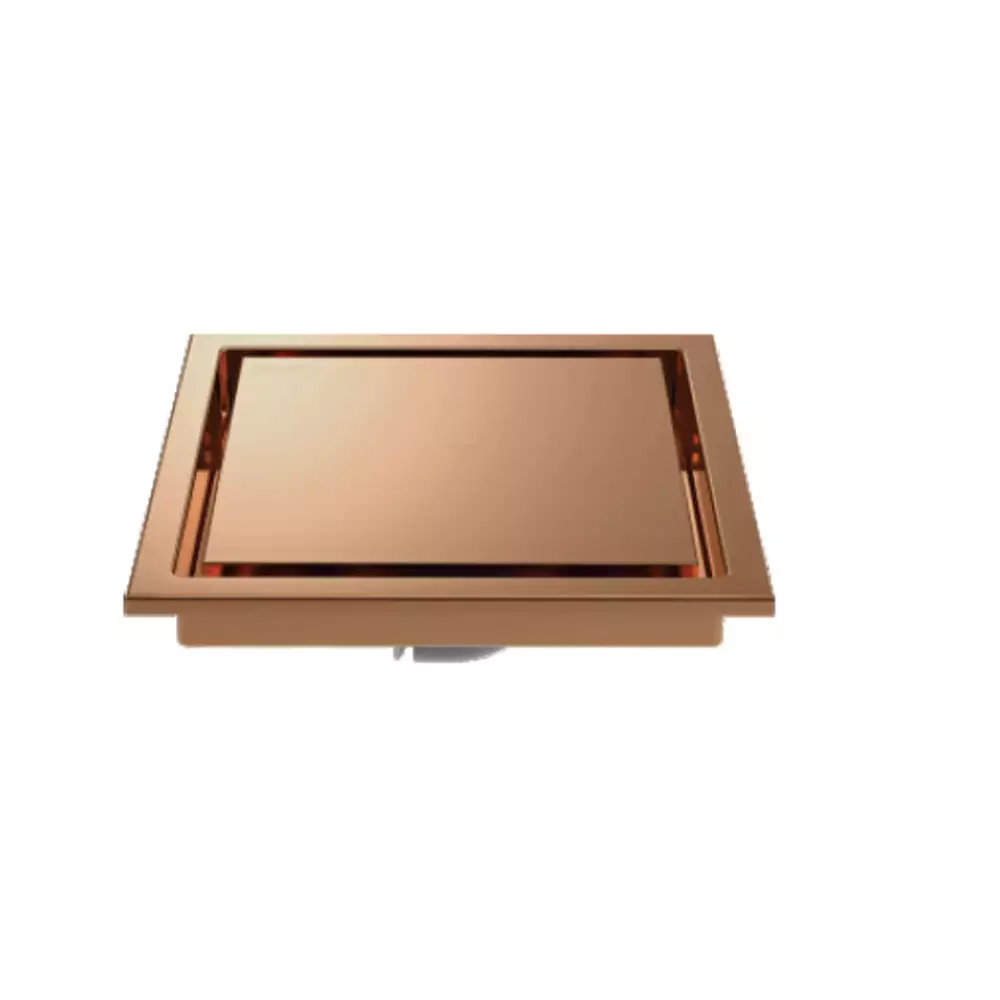 Hekken Stainless Steel Floor Drain, Rose Gold [150 mm x 150 mm] - (hek-Aster-PL-Rose Gold)