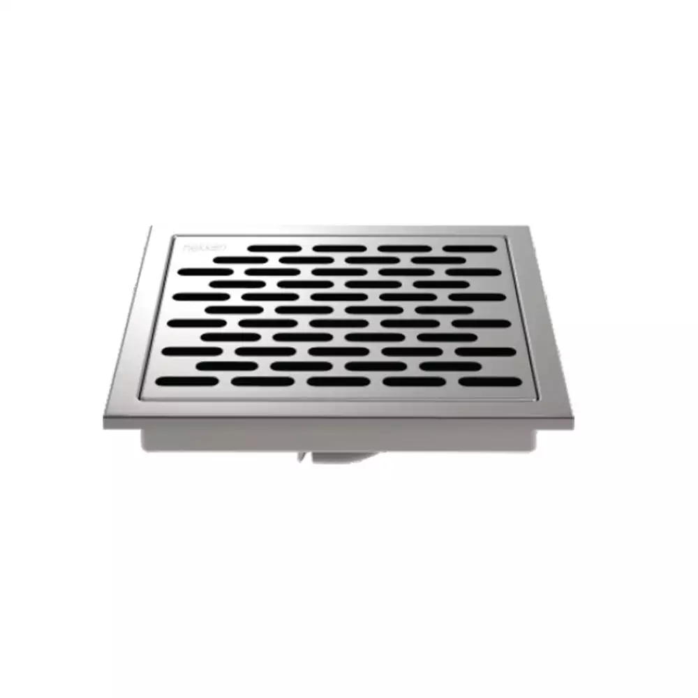 Hekken Stainless Steel Floor Drain, International Satin Finish [150 mm x 150 mm] - (hek-Aster-RT-Intl Satin Finish)