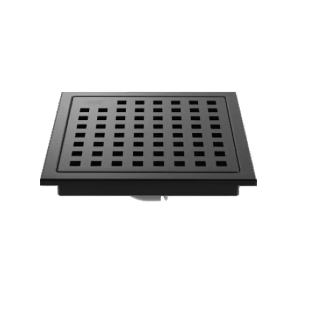 Hekken Stainless Steel Floor Drain, Brush Black [150 mm x 150 mm] - (hek-Aster-SQ-Brush Black)