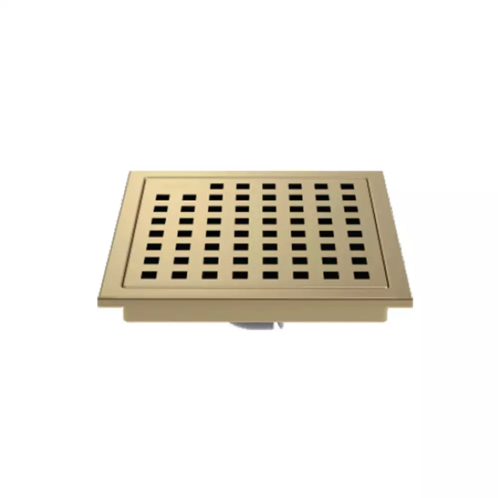 Hekken Stainless Steel Floor Drain, French Gold [150 mm x 150 mm] - (hek-Aster-SQ-French Gold)