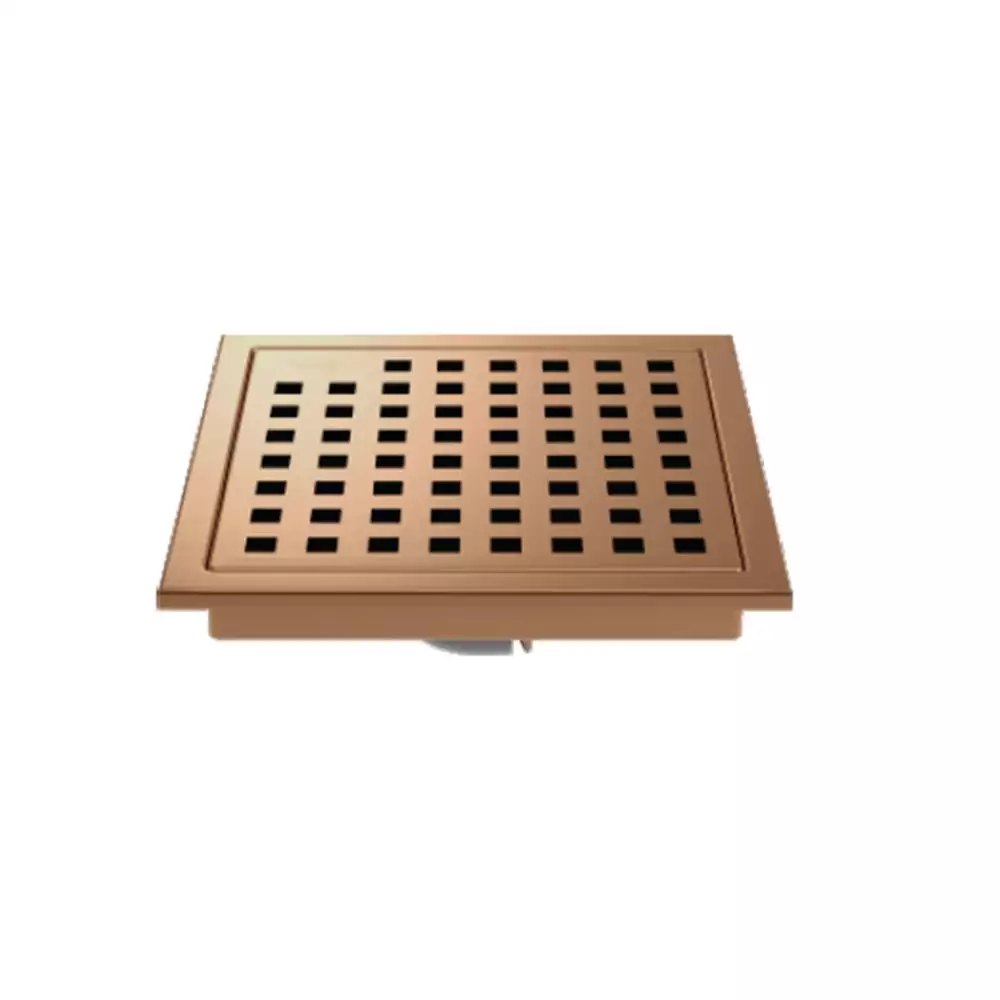 Hekken Stainless Steel Floor Drain, Rose Gold [150 mm x 150 mm] - (hek-Aster-SQ-Rose Gold)