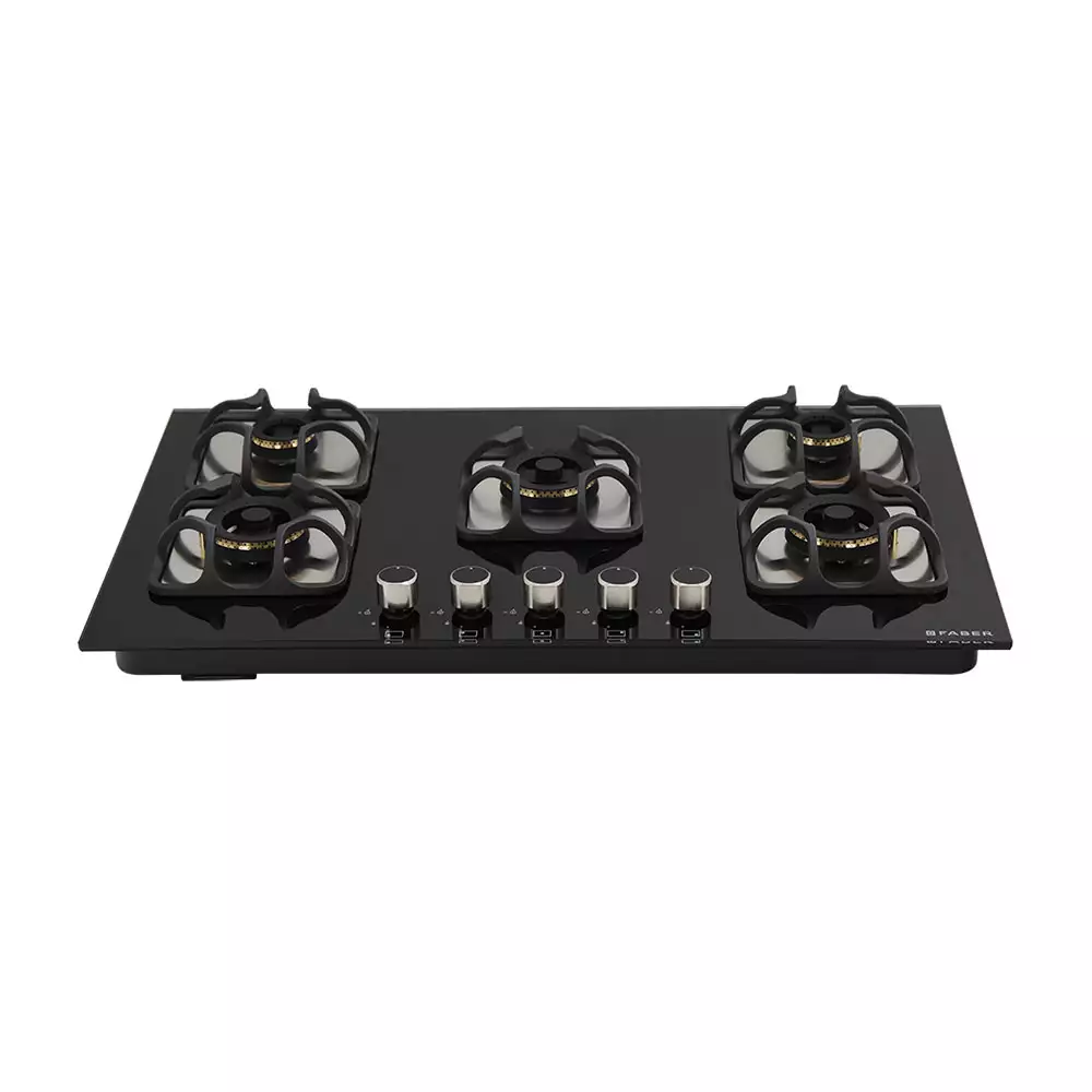 Faber 5 Brass Burner Imperia 905 BRB CI BK Hob - Auto Ignition (Black)