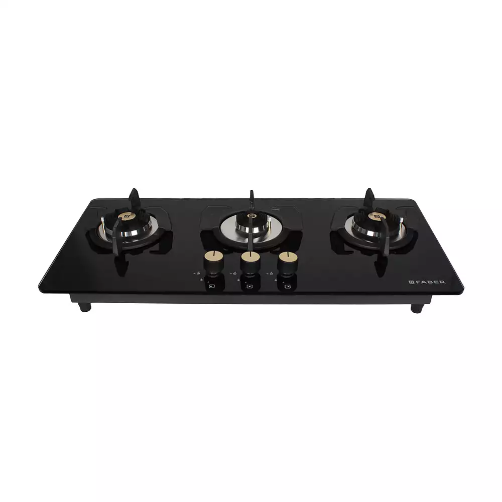 Faber 3 Brass Burner Maxus HT803 CRS BR CI Hob - Auto Ignition (Black)