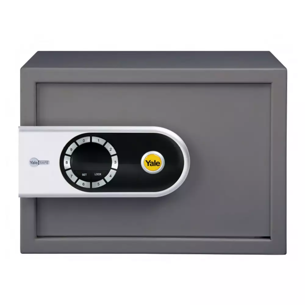 Yale YSEL/250/EG5 Elite (16.7 Litre) Electronic Safe Locker For Home & Office With Pin Code & Key Access, Grey & White - 10 Kg (1 Year Warranty)