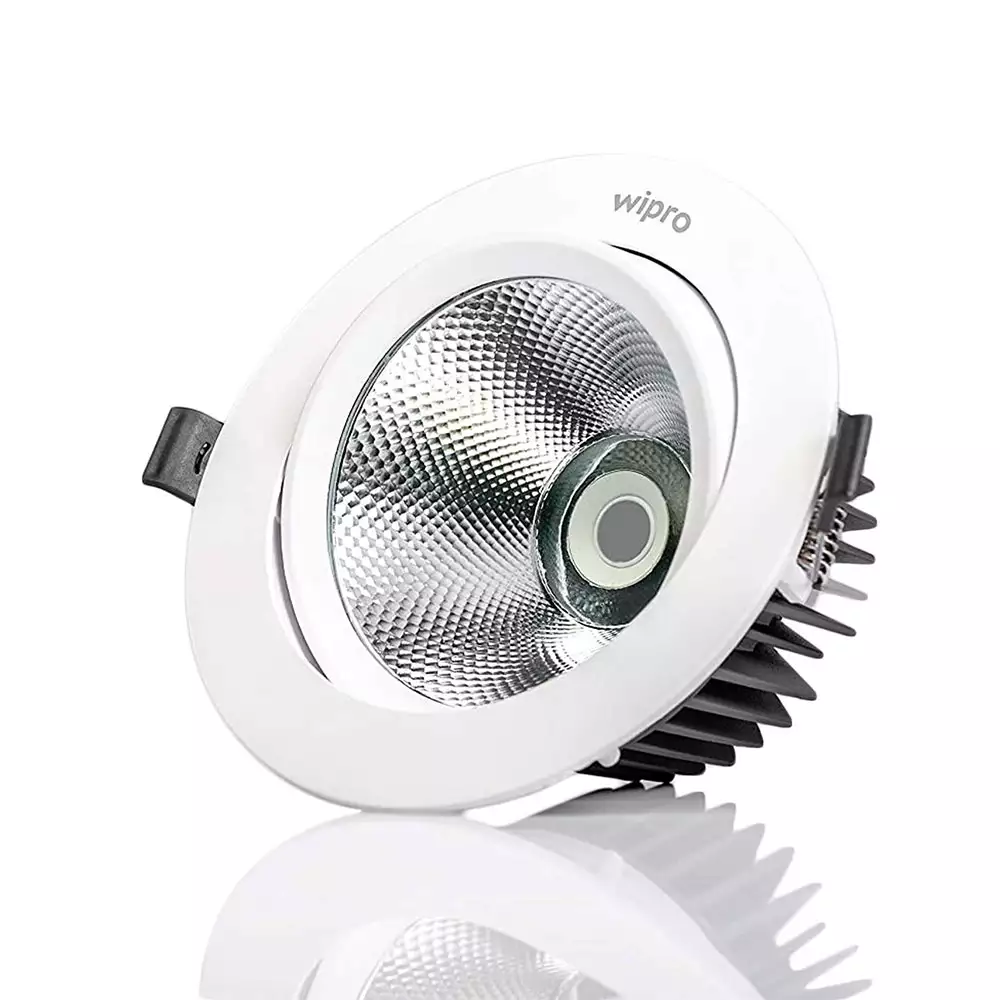 Wipro Glitz Cool White Recessed Mounted Round LED Downlight , 12 Watt - White