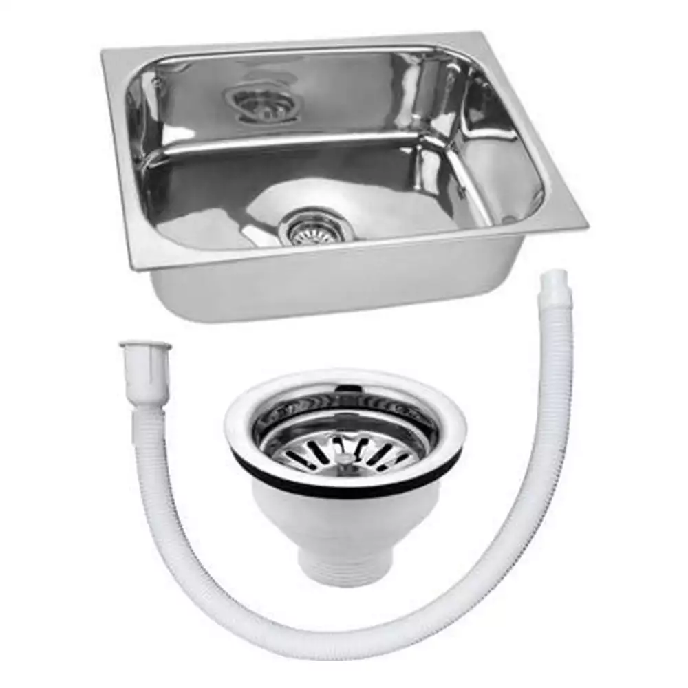 Crocodile Hi Gloss Finish Single Bowl Stainless Steel Kitchen Sink (24 L x 18 W x 9 H) inch