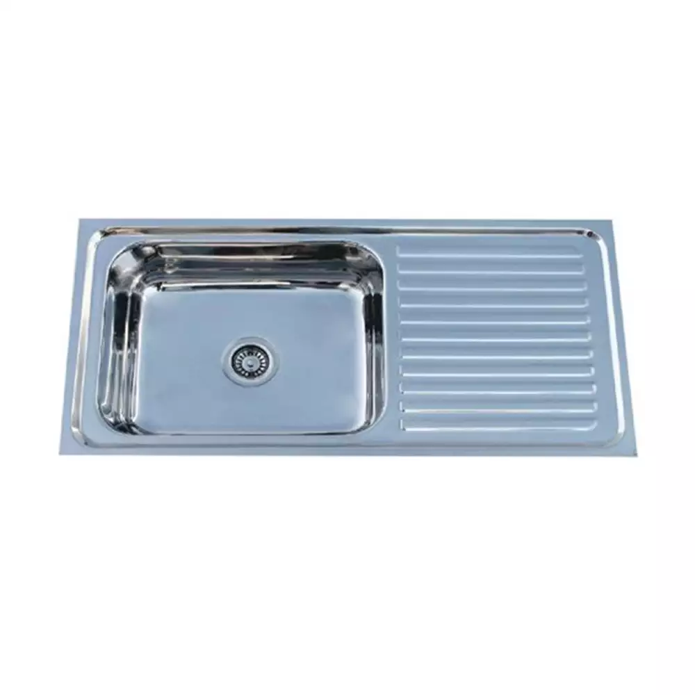 Crocodile Single Bowl Stainless Steel Kitchen Sink with Drain Board, CR-12 (45 L x 20 W x 9 H) inch