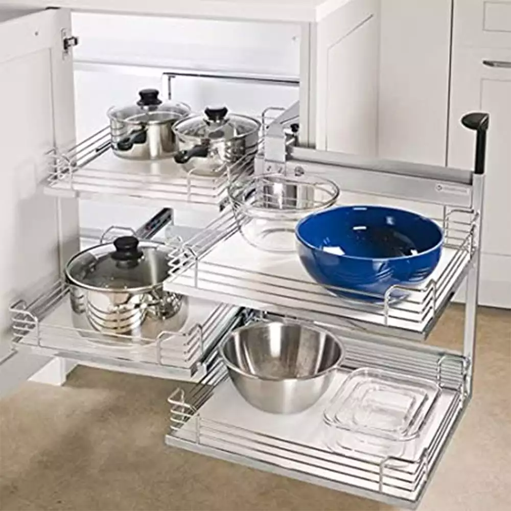 Slimline Stainless Steel Magic Kitchen Corner - (Right)