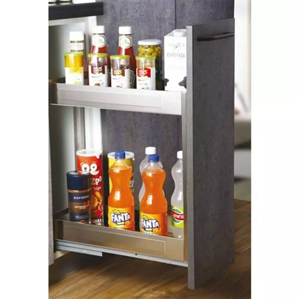 Slimline Satin Finish Bottle Pullout (2 Shelf) - 350 mm