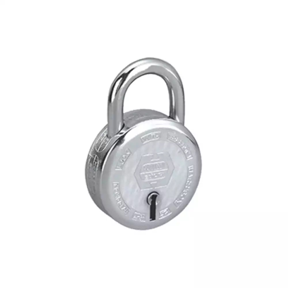 Harrison T-26 Premium Round 6 Levers Padlock With 3 Keys - 45 mm (Chrome Polished)