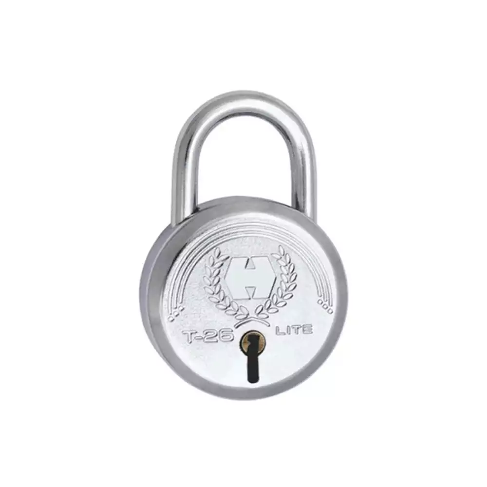 Harrison T-26 Lite Premium Round 6 Levers Padlock With 3 Keys - 40 mm (Chrome Polished)