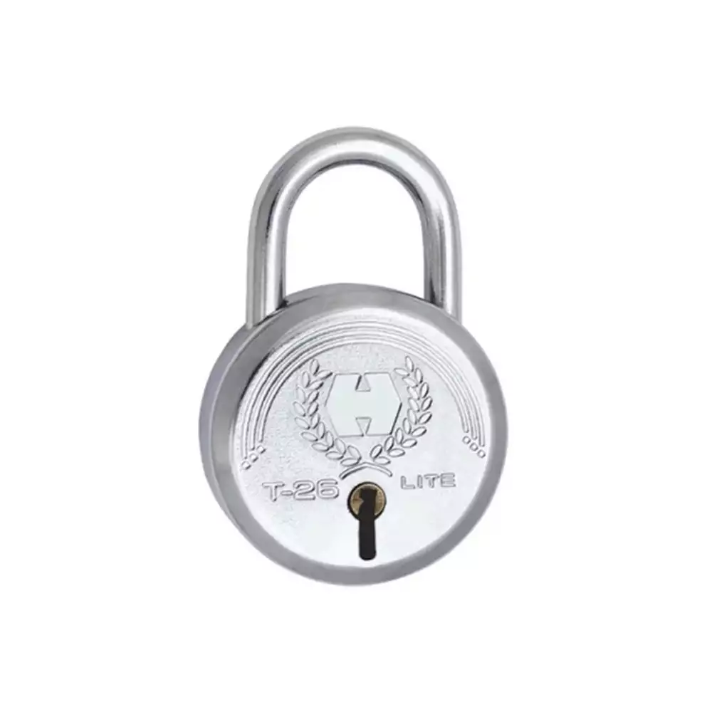 Harrison T-26 Lite Premium Round 6 Levers Padlock With 3 Keys - 50 mm (Chrome Polished)