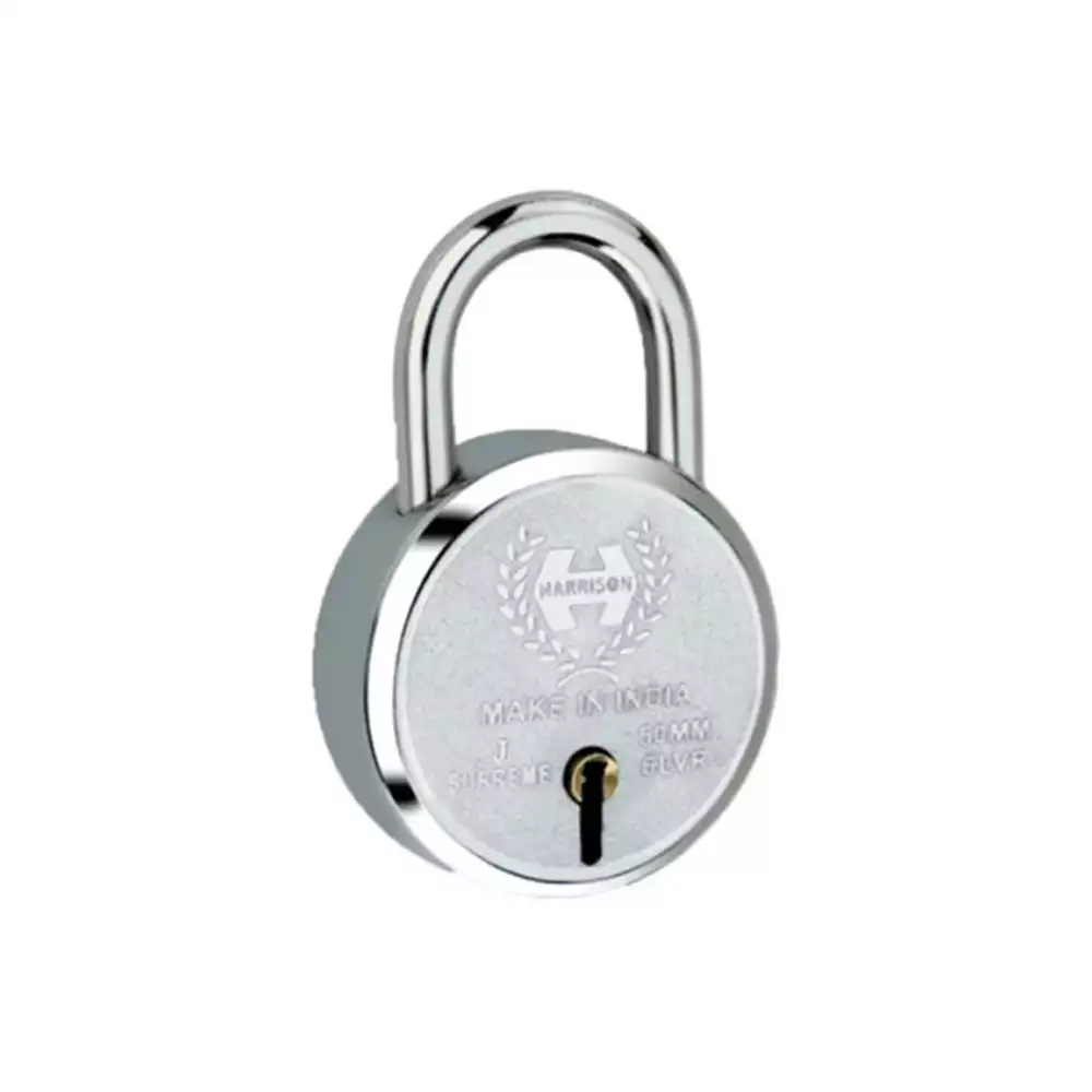 Harrison J Supreme 6 Levers Padlock With 3 Keys - 50 mm (Bright Chrome Plated)