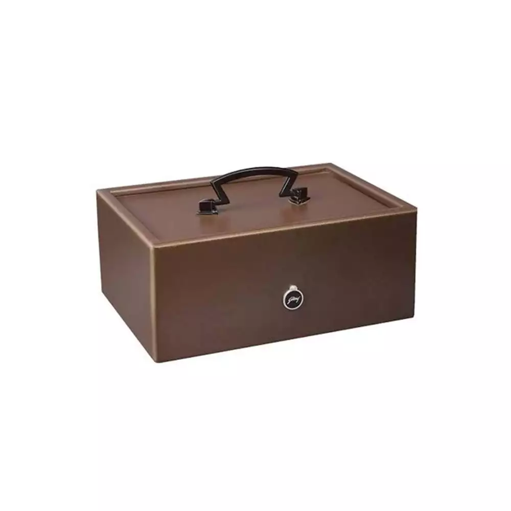 Godrej Cash Box (6.30 Litre) Manual Safe Locker For Home & Office With Key Lock, Brown - 13.7 Kg (1 Year Warranty)