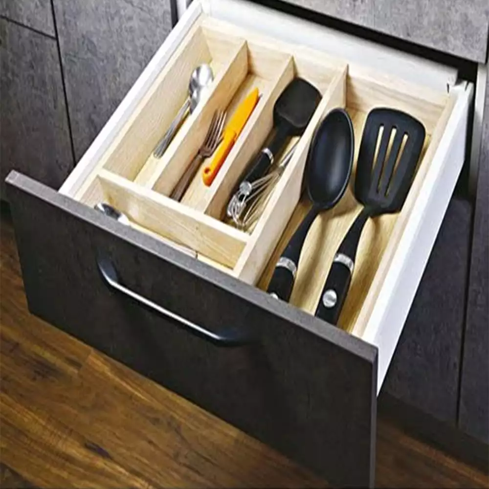 Slimline Wooden Adjustable Cutlery Basket Tray - 600 mm