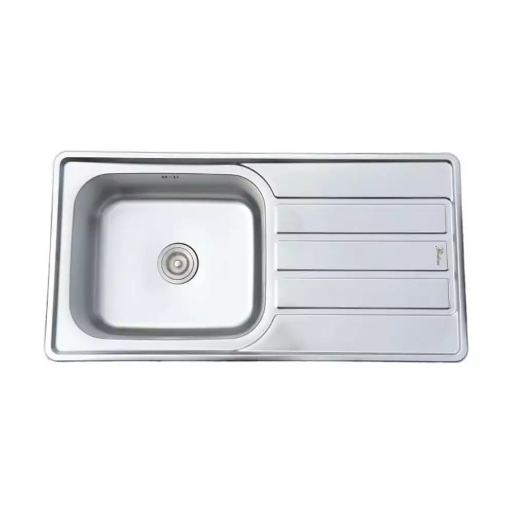 Pristine Kitchen Sink Single Bowl With Drainer, Matt Finish - (1000 L x 500 W x 195 H) mm