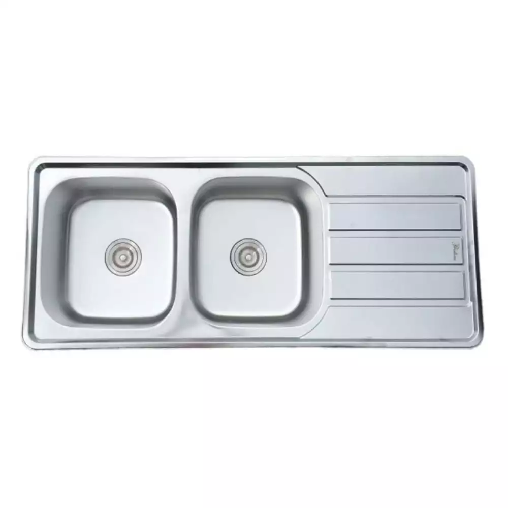 Pristine Kitchen Sink Double Bowl With Drainer, Matt Finish - (1200 L x 500 W x 220 H) mm