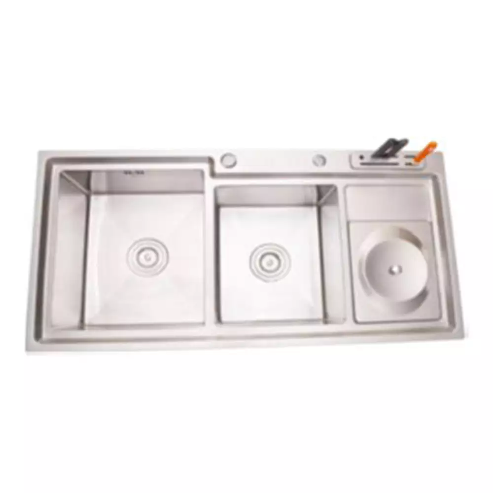 Pristine Kitchen Sink Double Bowl With Drainer, Stainless Steel Finish - (1000 L x 500 W x 230 H) mm