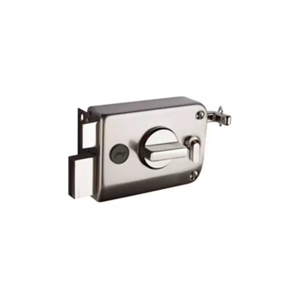 Godrej Rim Lock - Ultra XL + Twinbolt 1CK Outside Opening Satin Steel