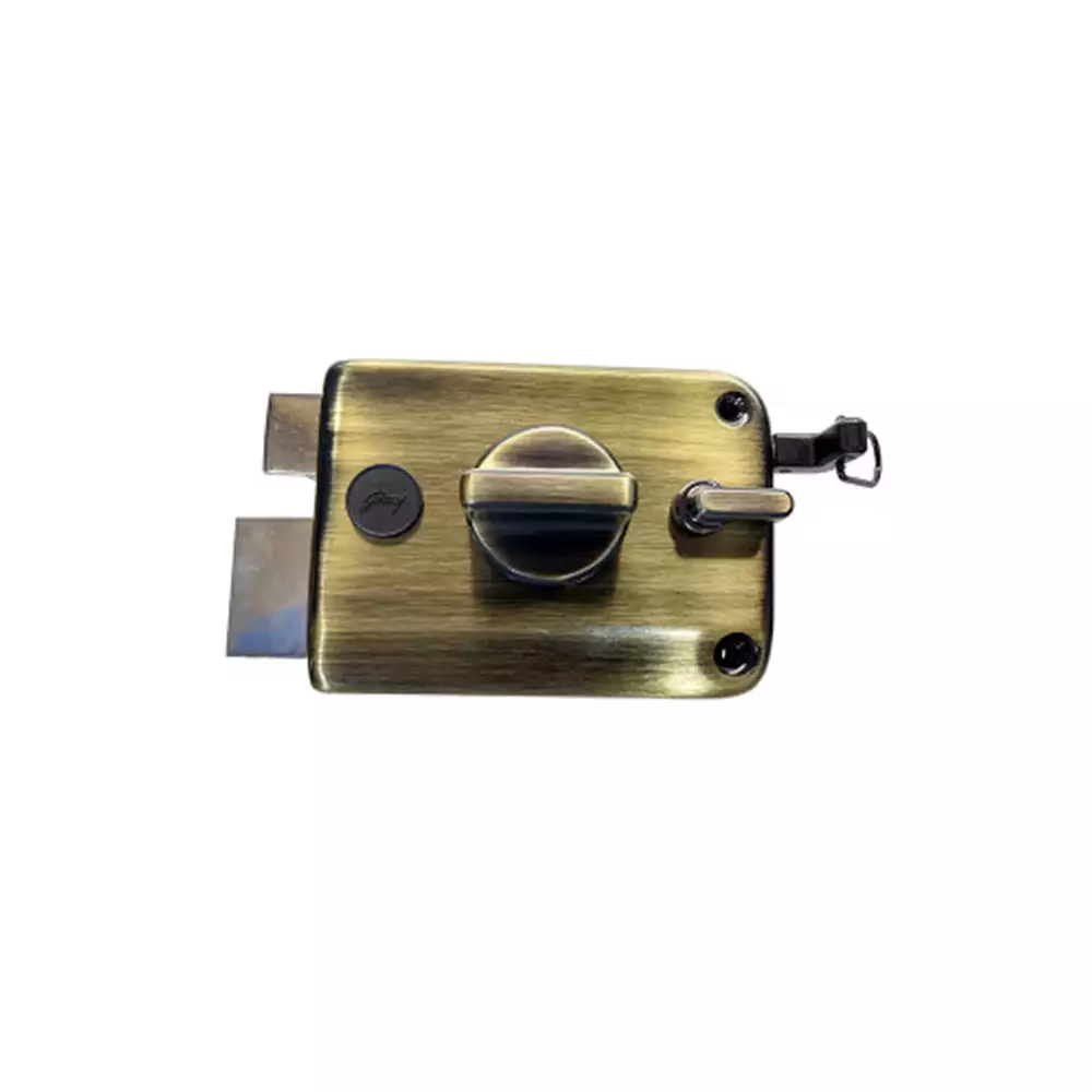 Godrej Rim Lock - Ultra XL + Twinbolt 1CK Outside Opening Antique Brass