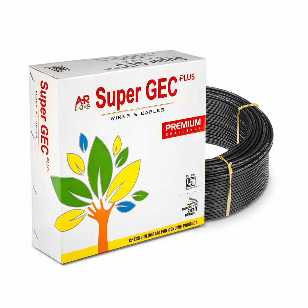 Super GEC Premium 1.00 Sq mm Single Core 90 m FR PVC Multi Strand House Wiring Cable - Black