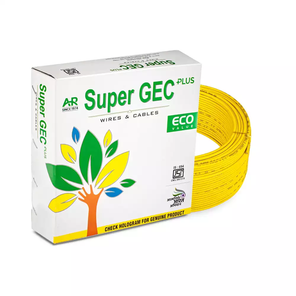 Super GEC Eco 16.00 Sq mm Single Core 90 m FR PVC Multi Strand House Wiring Cable - Yellow