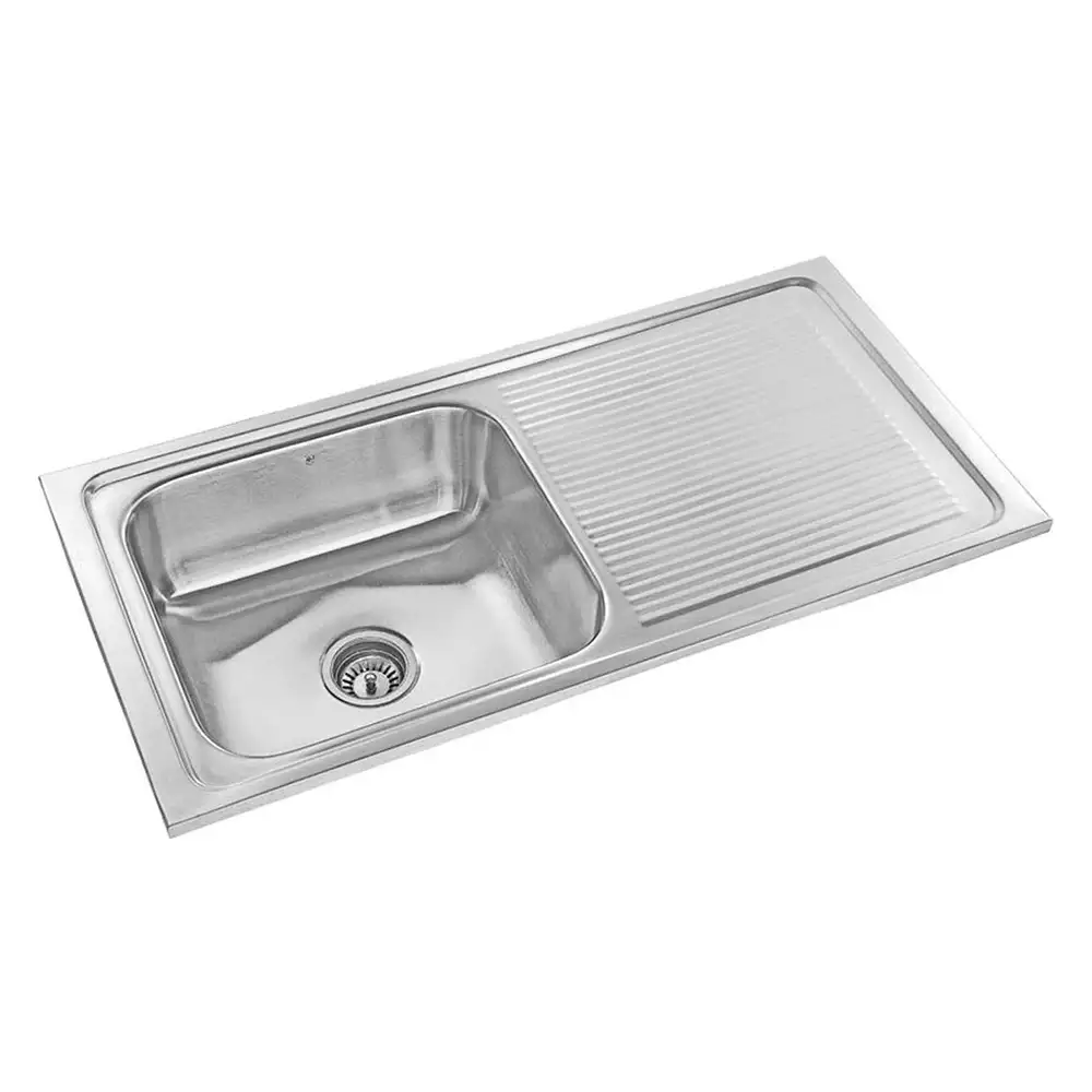 Crocodile Single Bowl Stainless Steel Kitchen Sink with Drainboard (32 L x 18 W x 8 H) inch