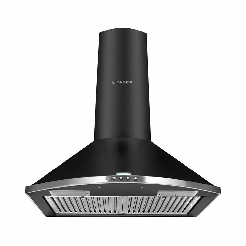 Faber Tender 3D BK T2S2 LTW 60 cm Baffle Filter Hood Wall Mounted Ktichen Chimney - Suction Capacity 1095 m3/hr (Black)