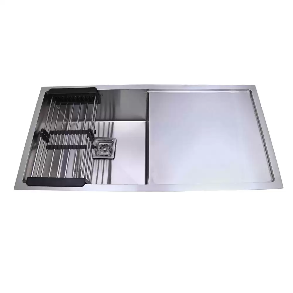 Crocodile Single Bowl Stainless Steel Kitchen Sink with Drainboard (40 L x 20 W x 10 H) inch