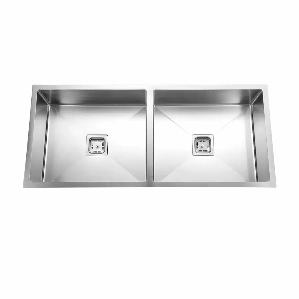 Crocodile 304 Grade Stainless Steel Double Bowl Handmade Kitchen Sink Satin Finish - (41inch X 20inch X 10inch)