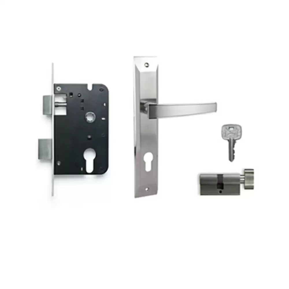 Godrej 7115 NEH 6 9.5 Inch CY Handle on Plate One Side Key & One Side Knob Door Handleset With Lock Body