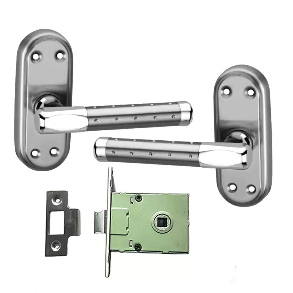 Atom Locks Mortise Door Handleset with Mortise Lock Atom Excel Dotted Baby Latch Stainless Steel 304 Grade With Itron Latch Lock