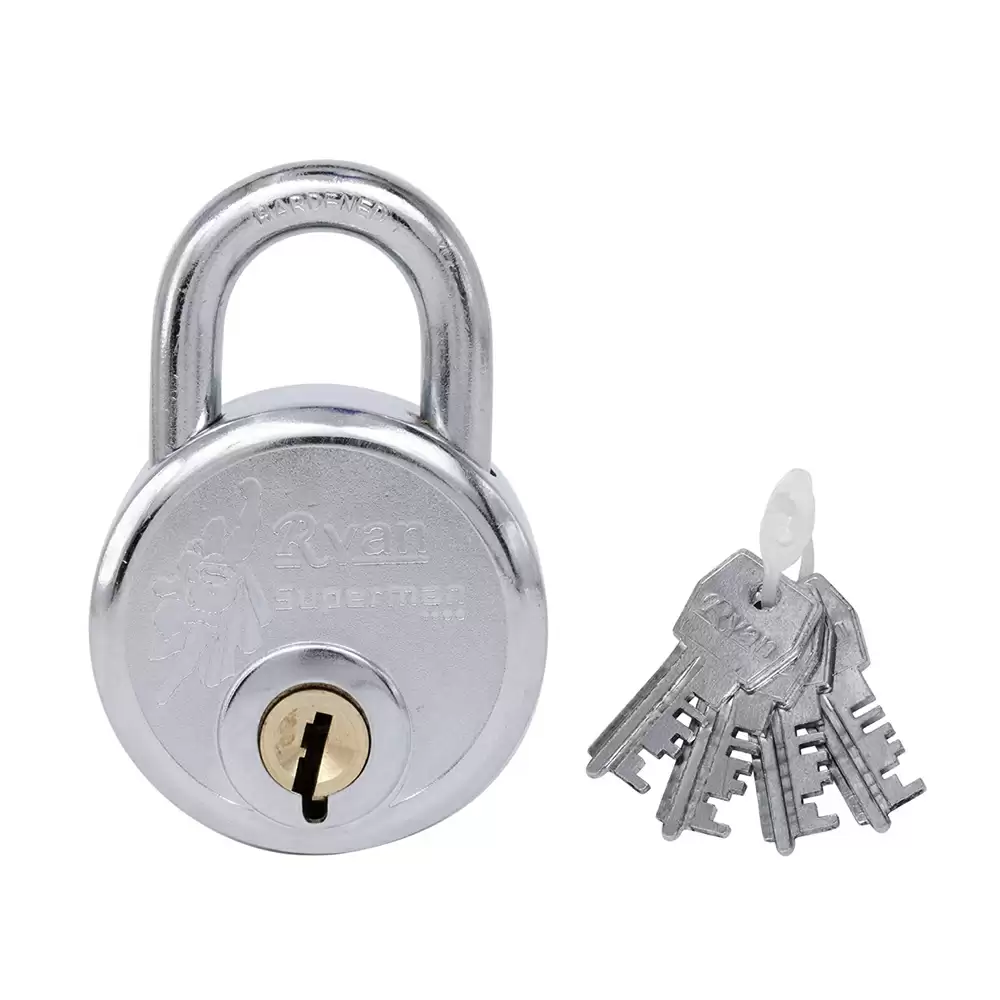 (Pack of 2) Koyo Ryan Superman 68 mm Double Locking Padlock with 4 Keys, Silver