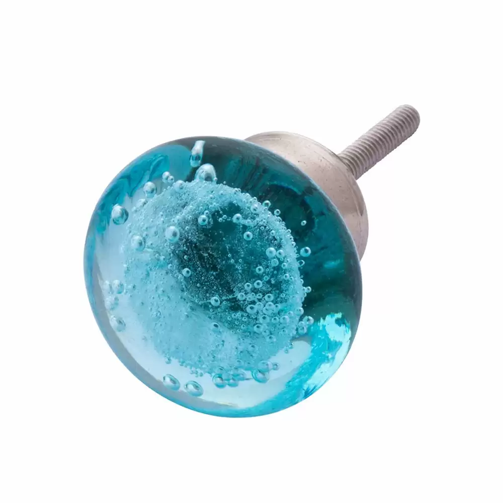 Atom Locks 1.25inch Glass Knob - Bubble Blue