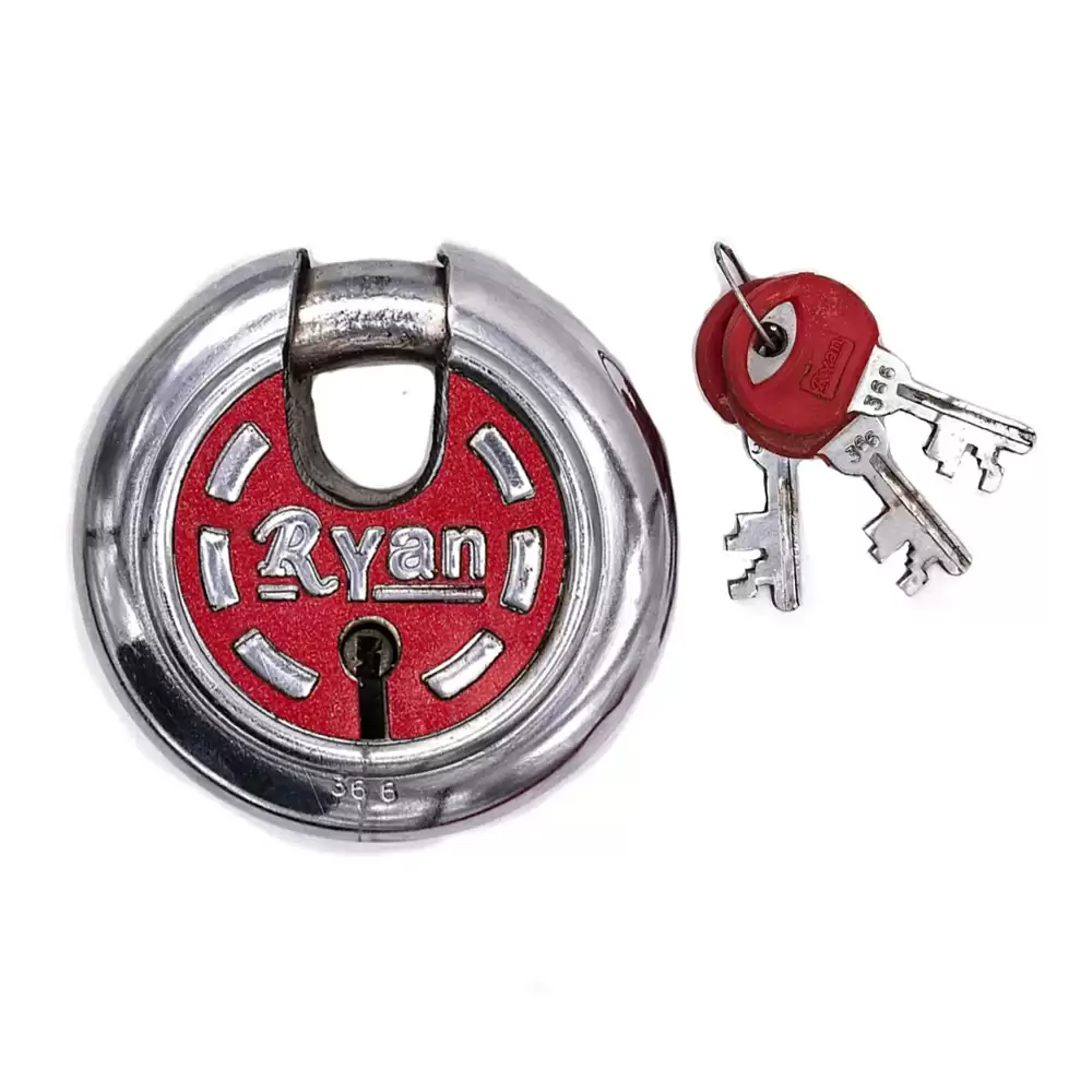 Koyo Ryan Fashion KRF_90 9 Levers 90 mm Stainless Steel Disc Lock with 3 Keys, Silver