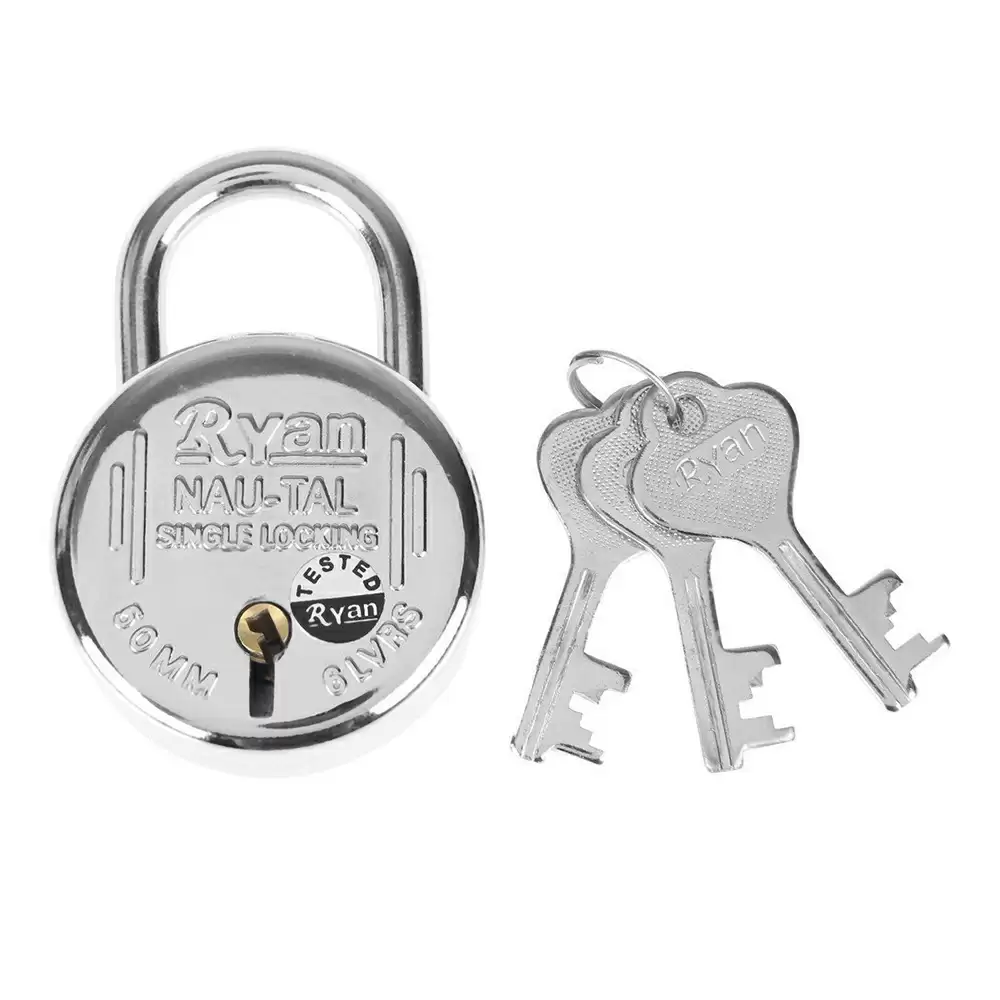 Koyo Ryan Nau-Tal KRNTSL_50 6 Levers 50 mm Steel Padlock with 3 Keys, Silver