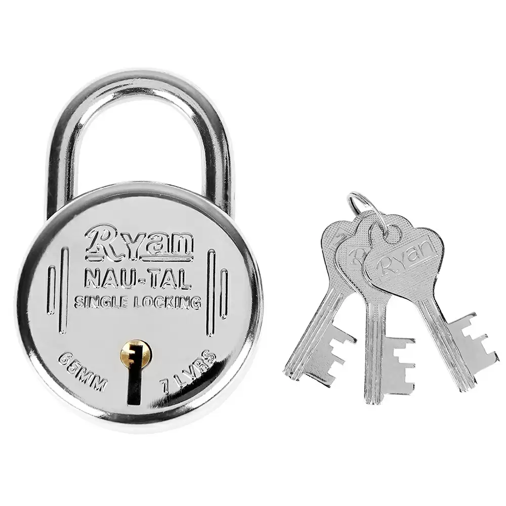 Koyo Ryan Nau-Tal KRNTSL_65 7 Levers 65 mm Steel Padlock with 3 Keys, Silver