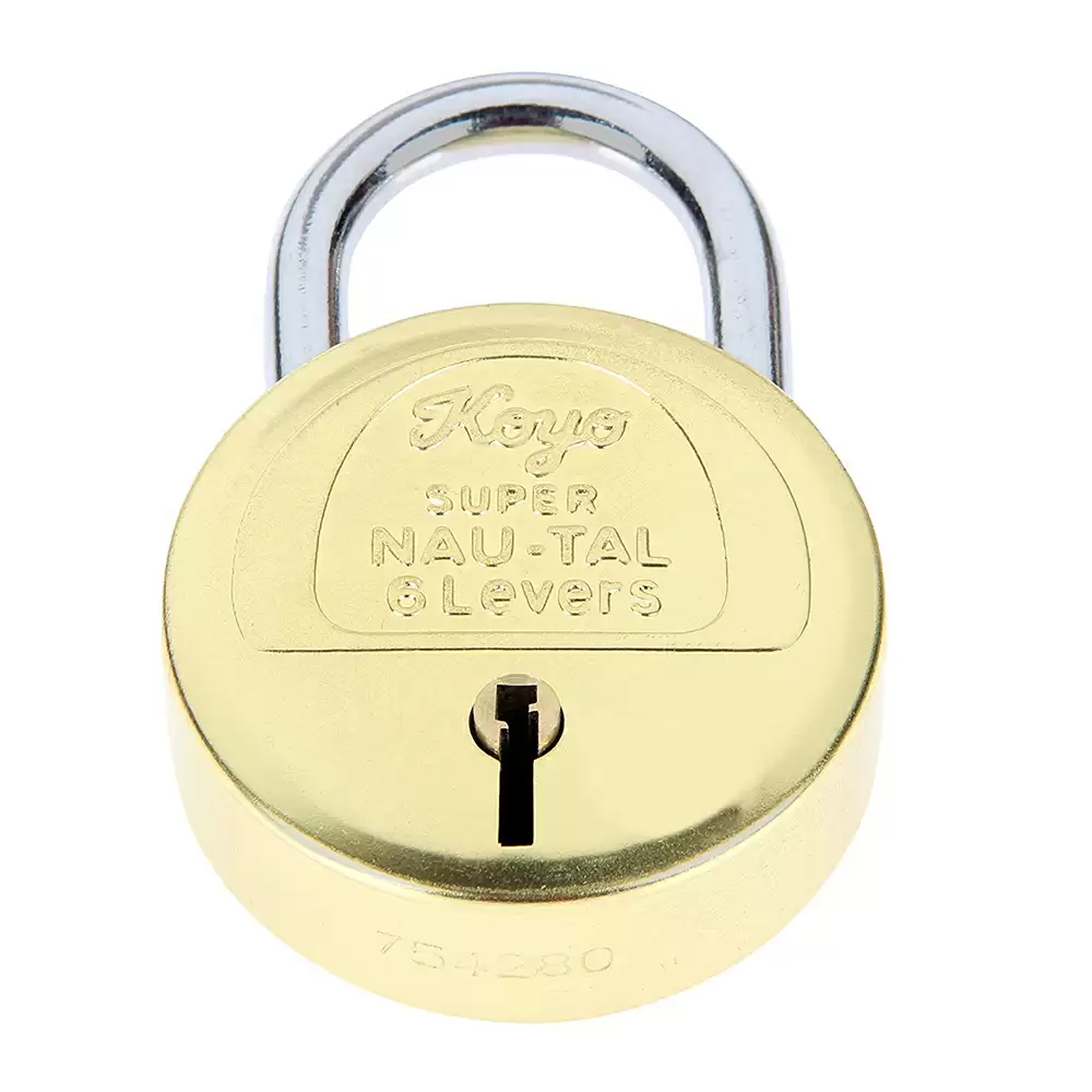 Koyo Super Nau-Tal KSNT_50 6 Levers 50 mm Brass Padlock with 3 Keys, Gold