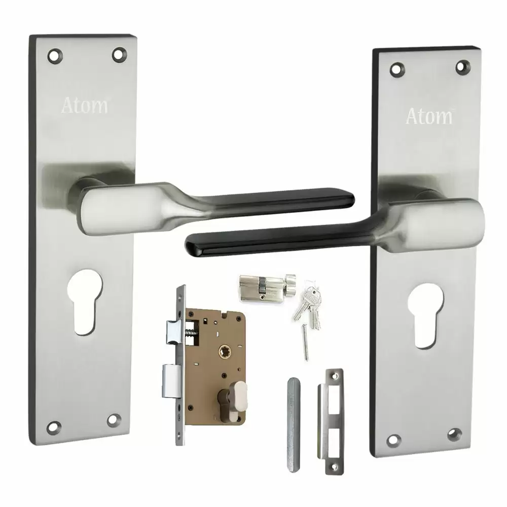 Atom Locks MH-WIH52-CY-BS-OSK Brass CY Handle on Plate Door Handleset With Lock Body and Cylinder (Matte)