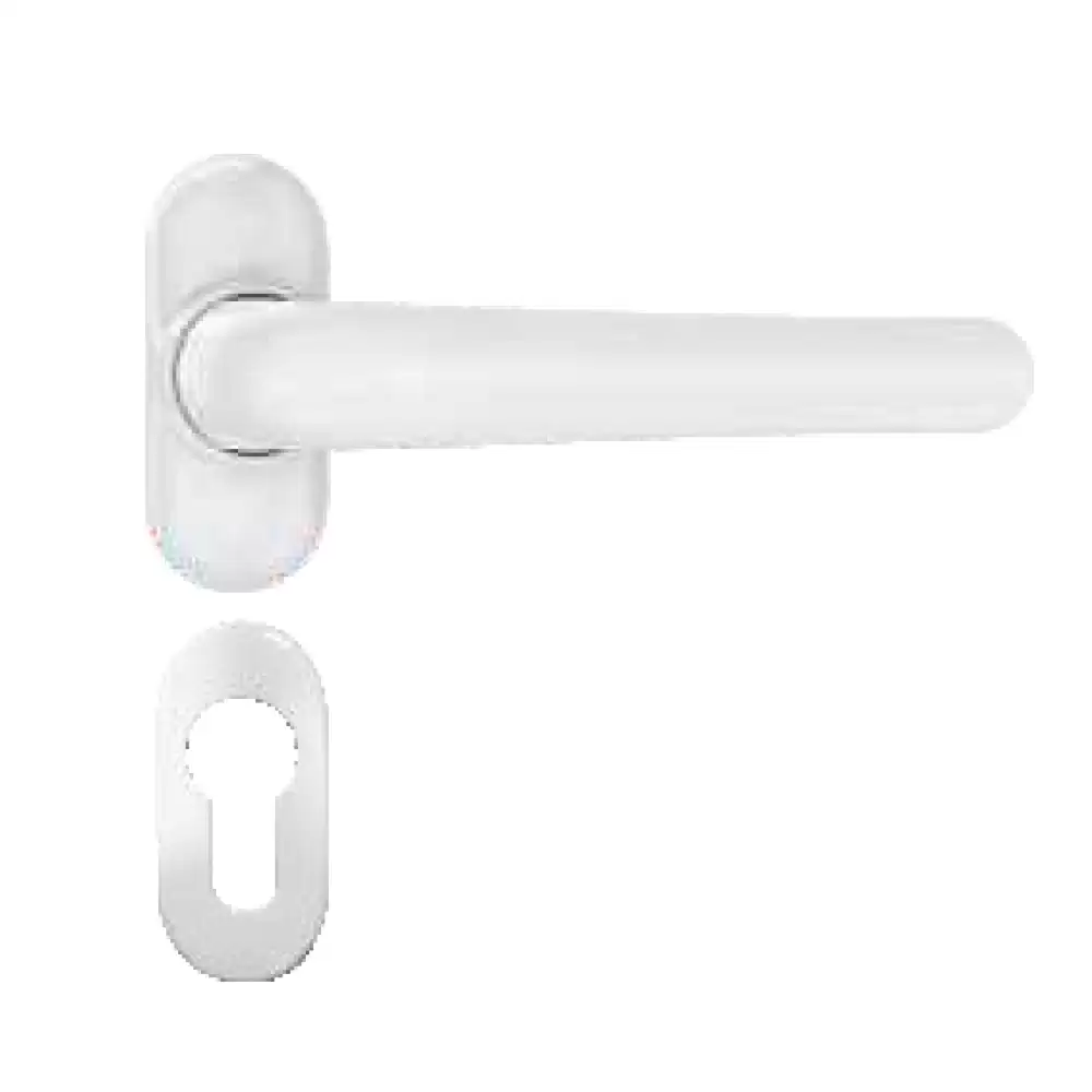 Pego Aluminium Mortise Handle (with Connecting Rod) with Cylinder Cap, White - HD 25