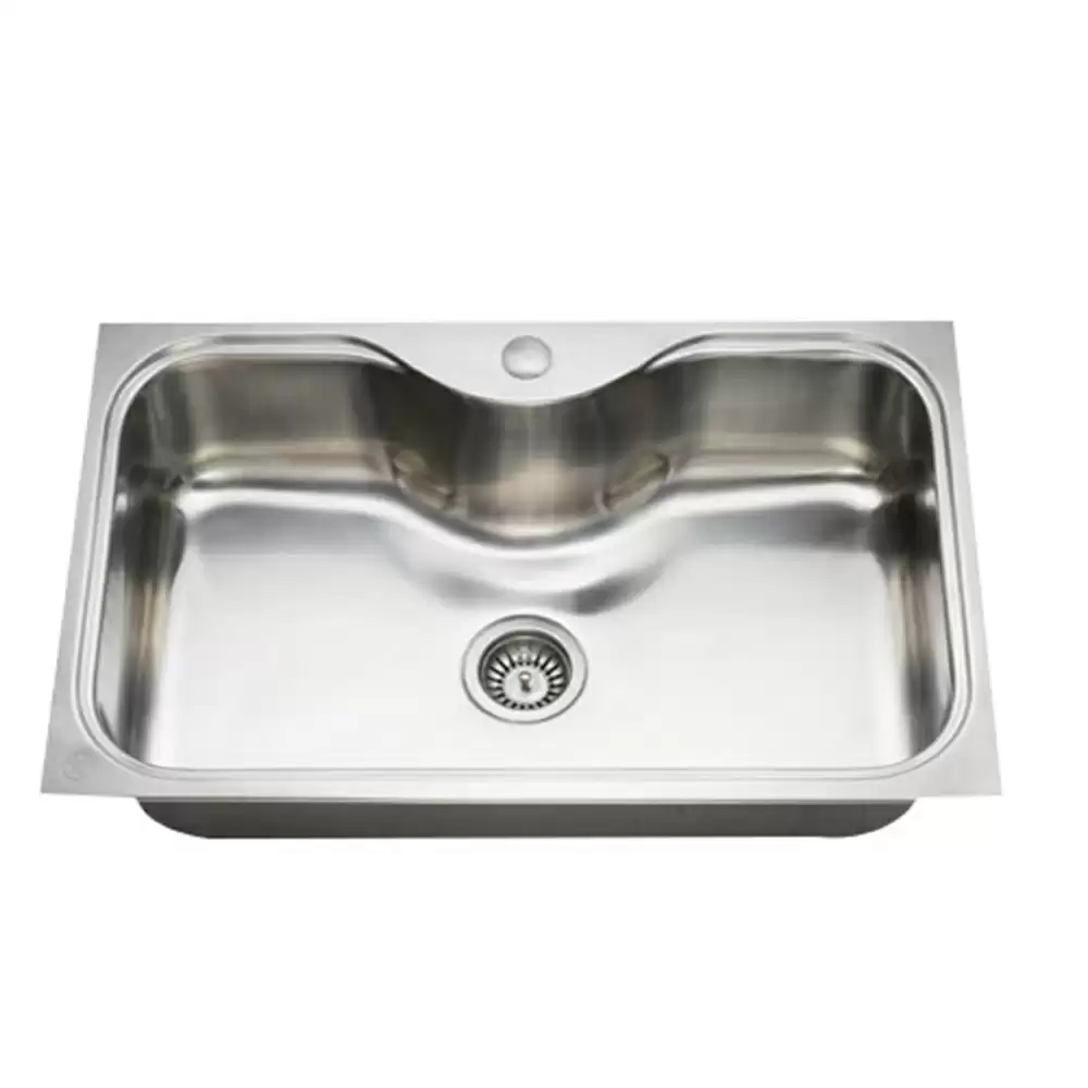 Jayna Oracle Pressed Stainless Steel Single Bowl Kitchen Sink with Waste Coupling - Glossy (29 x 17 x 9) inches 