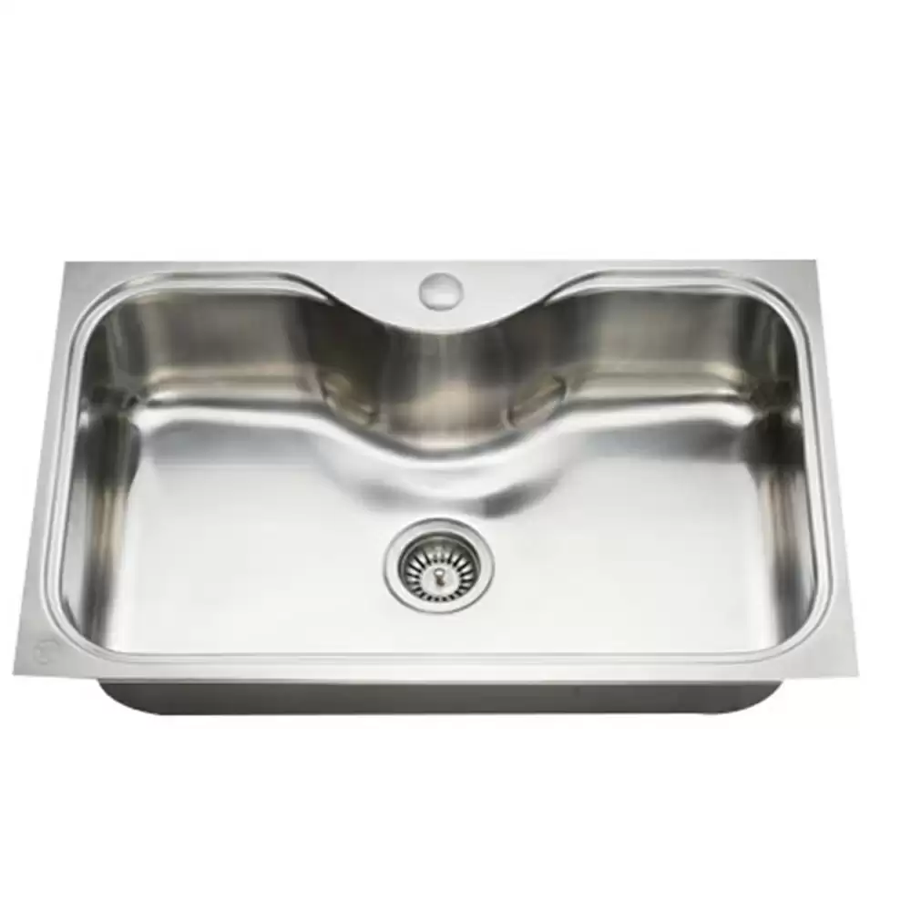 Jayna Oracle Pressed Stainless Steel Single Bowl Kitchen Sink with Waste Coupling - Matt (24 x 17 x 9) inches 