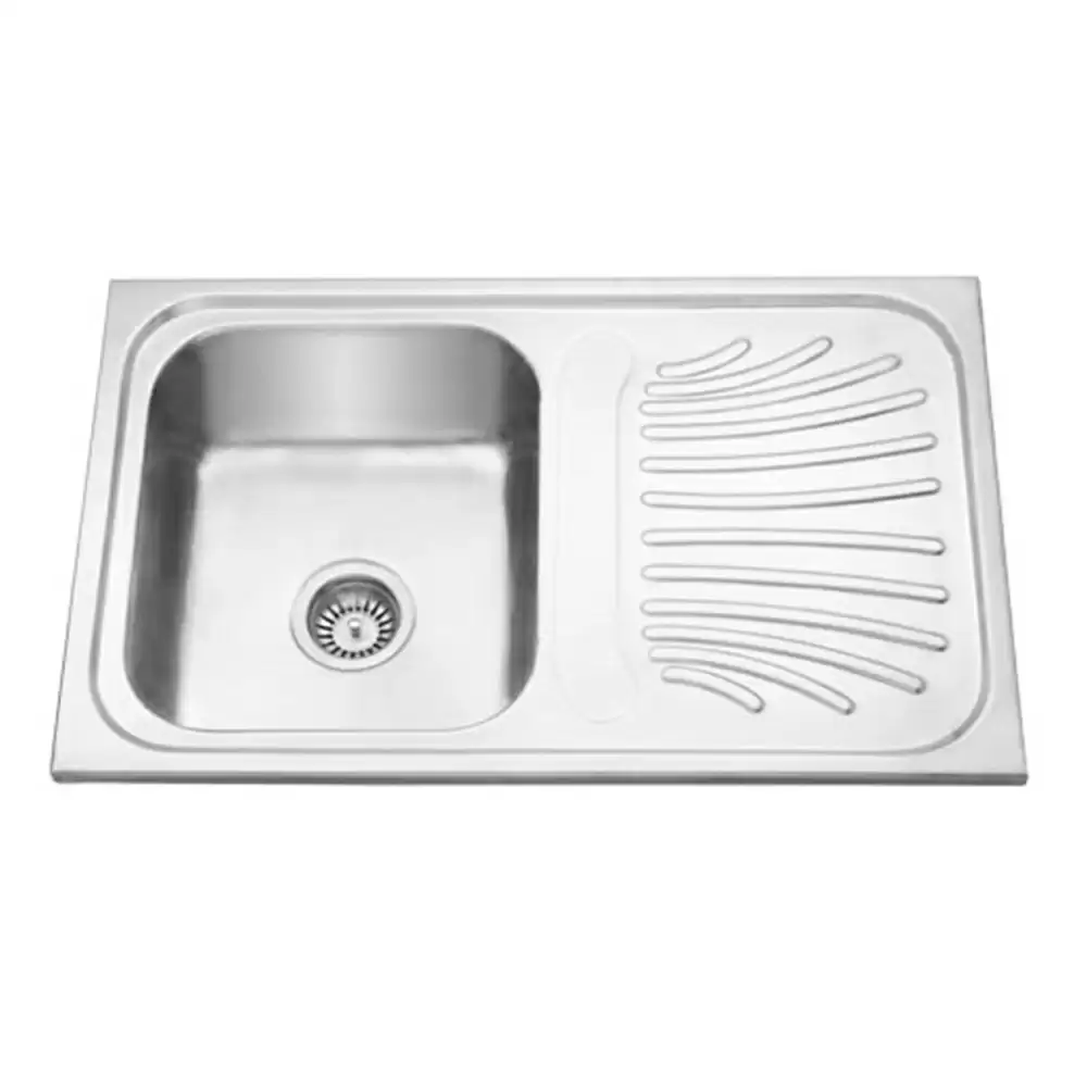 Jayna Jupiter Single Pressed Stainless Steel Single Bowl Kitchen Sink with Waste Coupling & Drainboard - Anti -Scratch (14 x 16 x 7) inches 