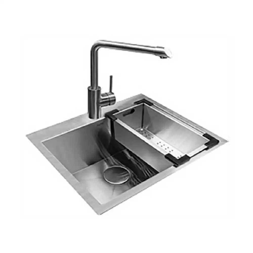 Jayna Combo-03 Pressed Stainless Steel 1 Bowl Kitchen Sink & Accesories, Satin Finish - (610 L x 510 W) mm