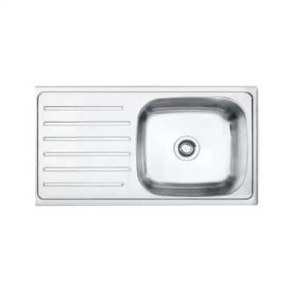 Crocodile Glossy Finish Stainless Steel Single Bowl Kitchen Sink with Drainboard (37 L x 18 W x 8 H) inch